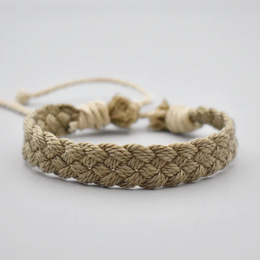 2024 Classic Handmade Vintage Cotton Rope Charm Bracelet for Women Men Brown Adjustable String Bracelet Jewelry